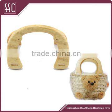 light yellow and Elegant and noble lady hand bag wooden handle