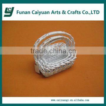 handle natural willow wedding flower white wicker basket