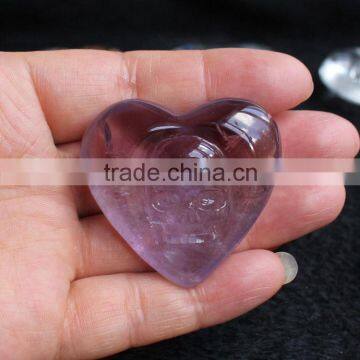 natural amethyst heart with engraved quartz crystal skulls for sale