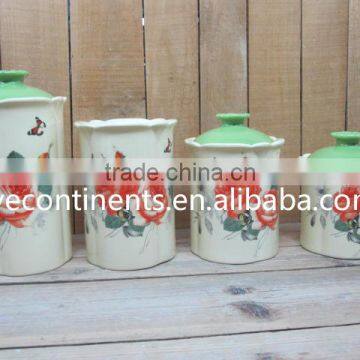 Wholesale Elegant Green Ceramic Food Storage Bottle