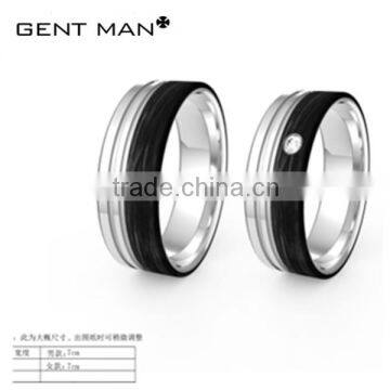 2016 western style carbon fiber 925 silver couple ring unique gift for wife