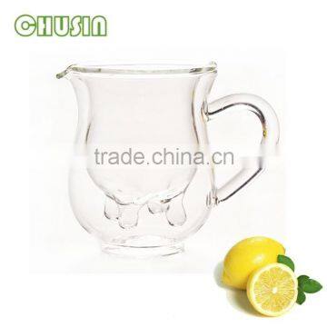 250ml double wall glass beer mug with handle