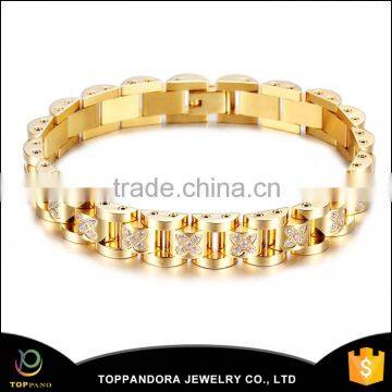 Wholesale New Design Men Jewelry Gold Plated Stainless Steel Bracelet Chain design                        
                                                Quality Choice