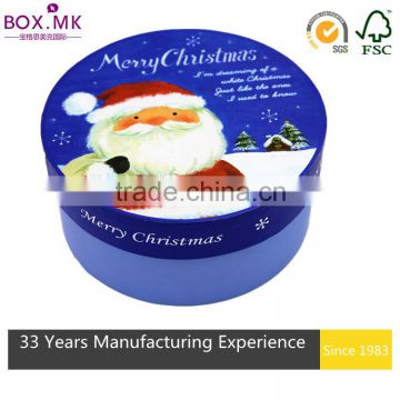 Hot Sell Christmas Blue Circle Paper Cardboard Cookie Gift Box