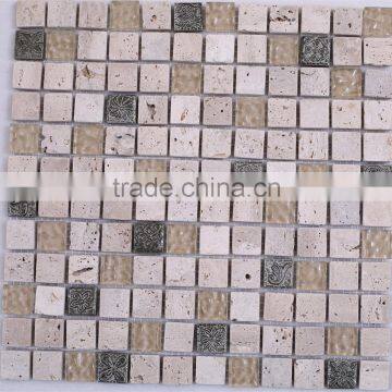 Square metallic glass stone mosaic tile made in China