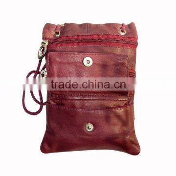 Ladies Sling Bag With Zipper Pockets & Flap Pocket Genuine Leather photo-3