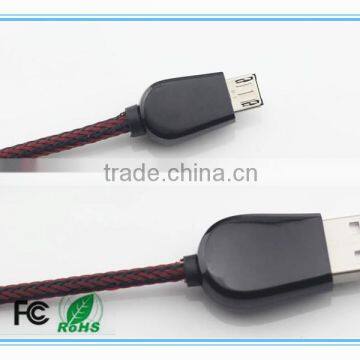 Durable flat braided micro usb charging data cord