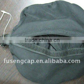 Black plain folding bucket hat in pouch