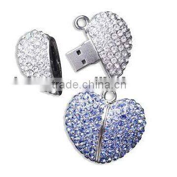 New Design Gem Crystal Flash Memory Disk, Heart Shape Jewelry Usb, Gift promotional usb drive,USB accept Paypal