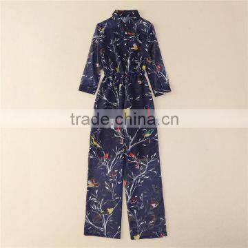 L047 Hot Sex Women Playsuit 2016 New Fashion Floral Printed Long Sleeve Jumpsuit Wholesale