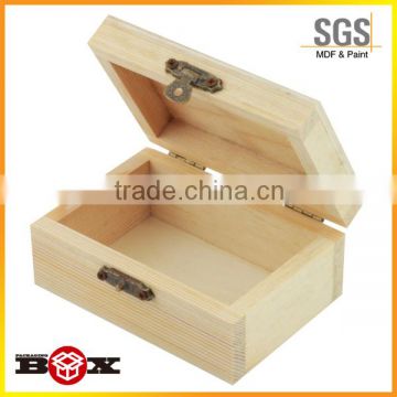 Rectangular Pine Wood Jewellery Trinket Box with Magnetic Clasp