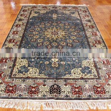 5x8ft bright blue carpet natural silk woven chinese rugs