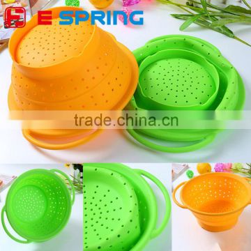 Silicone Fruit Vegetable Strainers Leakage Basket Colander Steaming bowl food container Kitchen Dining bar Cooking tools