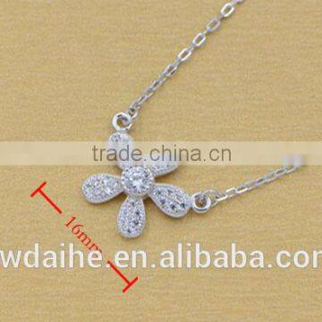 Micro s925 pure silver studded drill lilac collarbone short chain necklace with women's creative flowers