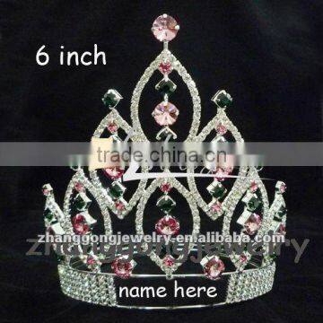 Beauty colored rhinestone custom pageant crown