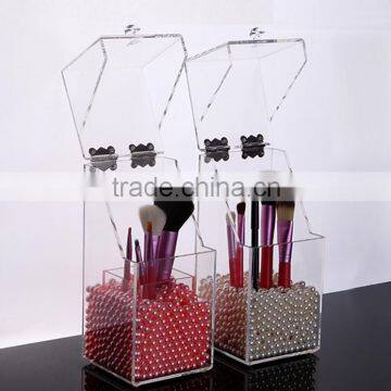 Zhongshan PINXIAN cutom Desktop transparent cover dust beauty makeup the housing Makeup brush stand diplay case