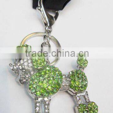 hot sale alloy rhinestone dog keychain