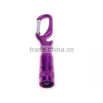 aluminium carabiner led flashlight with bottle opener