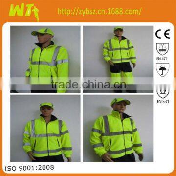 high visibility polyester fleece jacket meets EN471