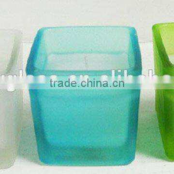 Frosted glass square candle holders scented