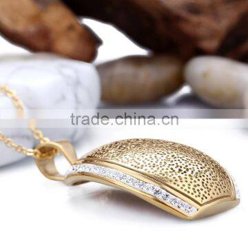 Stainless Steel Unique Crystal Design Gold Plated Pendant photo-2