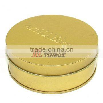 Gold Printed Embossing Round Tin box for Gift Candy Packaging