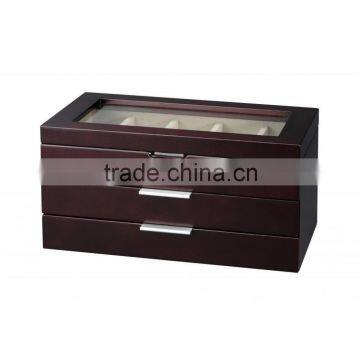 Wooden watch Box with window and Many Compartments