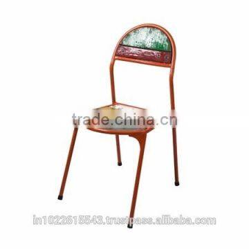 Recyled metal bistro chairs , Industrial Painted metal wood chair