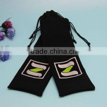 custom made black drawstring pu packing bag with logo