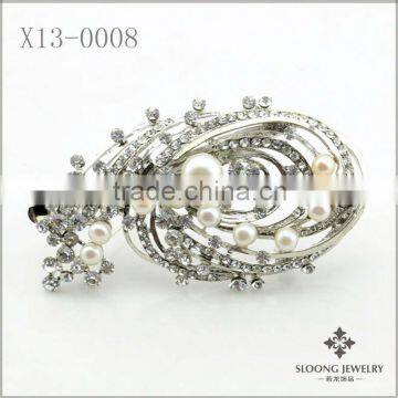 Fashion Jewelry Crystal and Pearl Rhinestone Brooch in Bulk