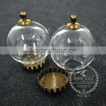 25mm round bulb vial glass bottle with 15mm open mouth DIY pendant charm supplies 1810293