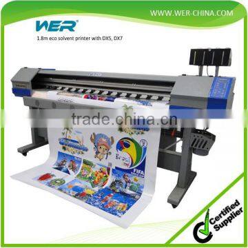 Popular PVC Flex banner printing machine WER-ES1802I ,1.8m eco solvent printer dx7