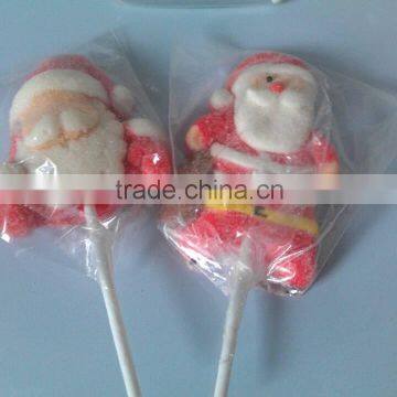 Santa Shaped Sugar Coated Wholesale Marshmallow Lollipop