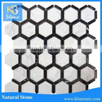 Black Hexagon white mosaic tile for kitchen backsplash