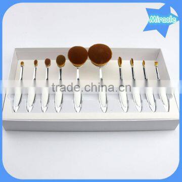 Wholesale make up brushes private label 10pieces tooth shape makeup brushes oval foundation makeup brush