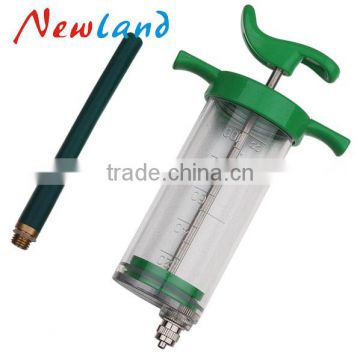 Plastic steel syringe with rubber drenching nozzle