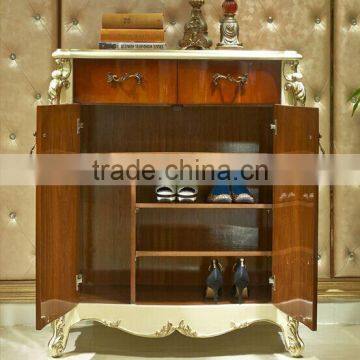 European Style Luxury Shoe Cabinet, Beautiful Painting Wood Carved Shoe Cupboard, Shoe Rack With Drawers (BF01-ML041) photo-2