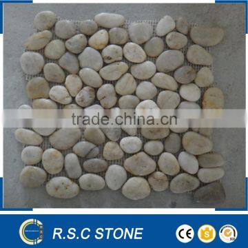 white pebble polished meshed flat tile