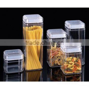 high quality food grade BPA free square plastic canister/plastic container/plastic jar/plastic airtight box