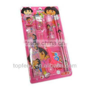 Back to school stationery set Stationery sets for kids school supplies mickey hello kitty Kawaii Pencil+rubber+ruler Stationery