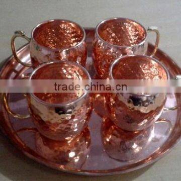 FDA APPROVED 100% PURE COPPER MOSCOW MULE MUG CUPS SET WITH SOLID COPPER SERVING TRAY, SHOT GLASS & STRAWS photo-5