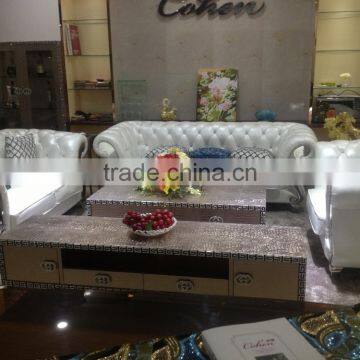 2015 Newest White Genuine Leather Sofa Designs for Living Room Furniture SF065 photo-3