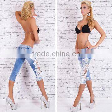 Europe Style Sexy Lace Jeans Women Short Pants photo-5