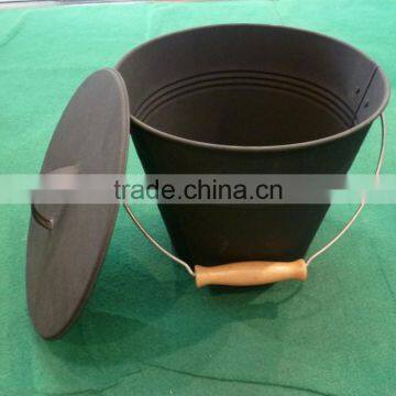 Galvanized Bucket wooden handle coal hod/fire tools/Portable High Quality Ash/Ice/coal Bucket/pails ice bucket with lid