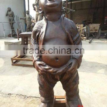 Bronze nude Chinese boy statue Outdoor decor