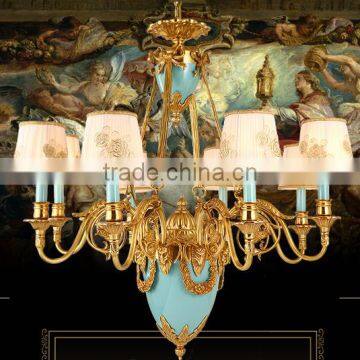 Luxurious Vintage Victorian Style Royal Imperial Blue Porcelain and Crystal Golden Brass Pendant Lamp, Chandelier BF12-05254g photo-6