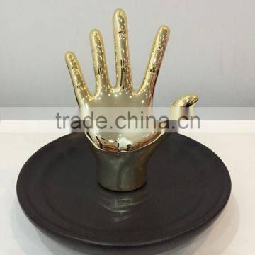 Ceramic porcelain hand shaped ring jewelry holder