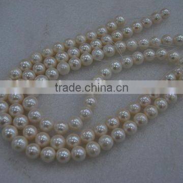 big 11-12mm white round freshwater pearl strand