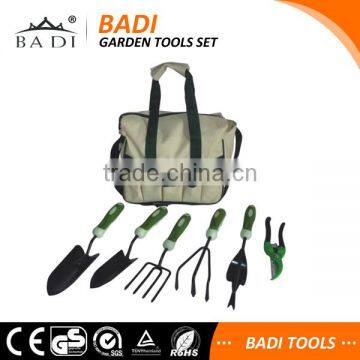 Top selling 6 piece heavy duty plastic handle garden tool kits/gardening tool set with bag