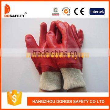 DDSAFETY 2017 Hot Sale Knit Wrist Red PVC Working Glove Safety Equipment Safety Gloves